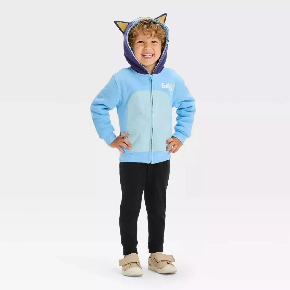 BLUEY Toddler Faux Shearling Hood Cosplay Fleece Zip-Up Sweatshirt